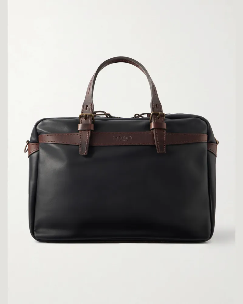 Bleu de Chauffe Ledger Full-Grain Leather Briefcase Black