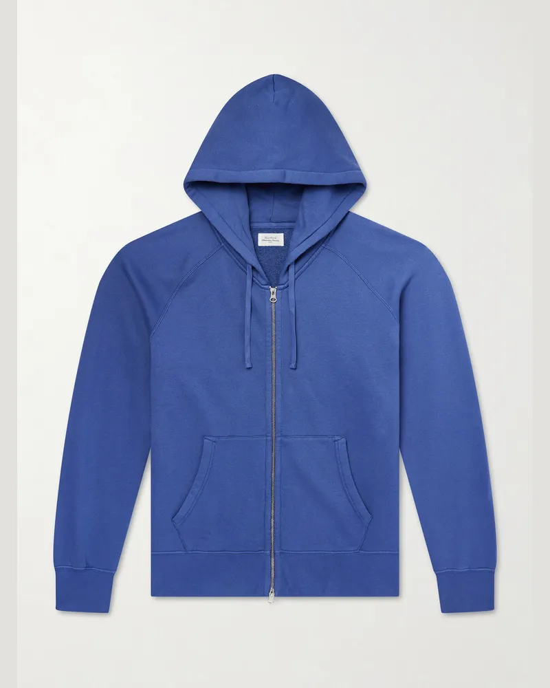 Hartford Cotton-Jersey Zip-Up Hoodie Blue