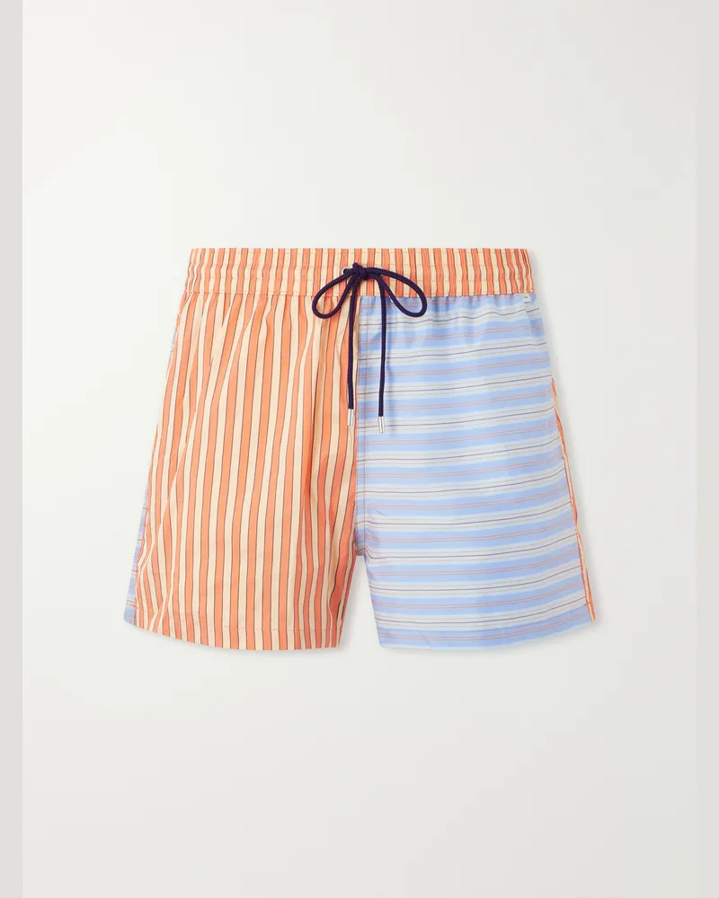 Paul Smith Dual-tone Straight-Leg Striped Swim Shorts Orange