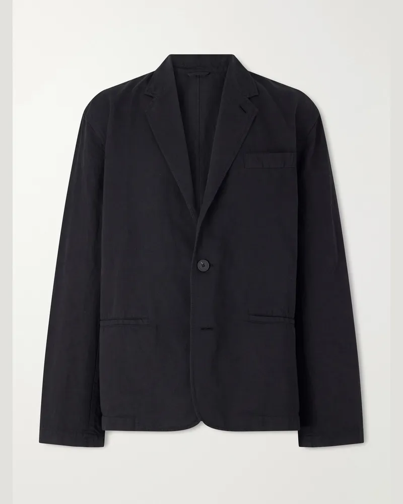 Studio Nicholson Cotton and Linen-Blend Twill Blazer Black