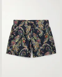 Etro Gerade geschnittene mittellange Badeshorts mit Paisley-Print Blau