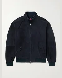 Baracuta G9 Bomberjacke aus perforiertem Veloursleder Blau