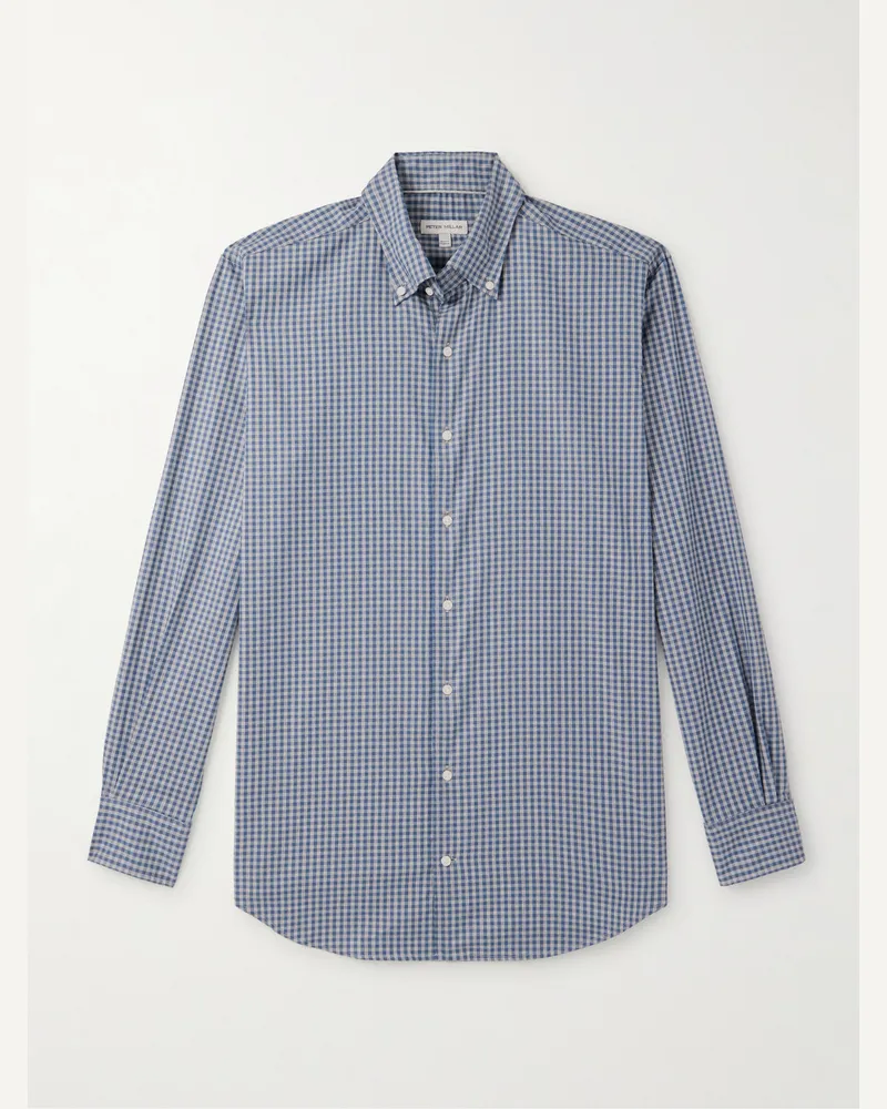 Peter Millar Conway Crown Lite Hemd aus karierter Popeline Blau