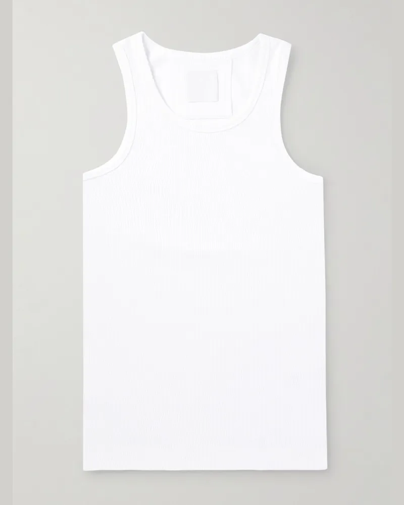 Givenchy Schmal geschnittenes Tanktop aus gerippter Stretch-Baumwolle Weiß