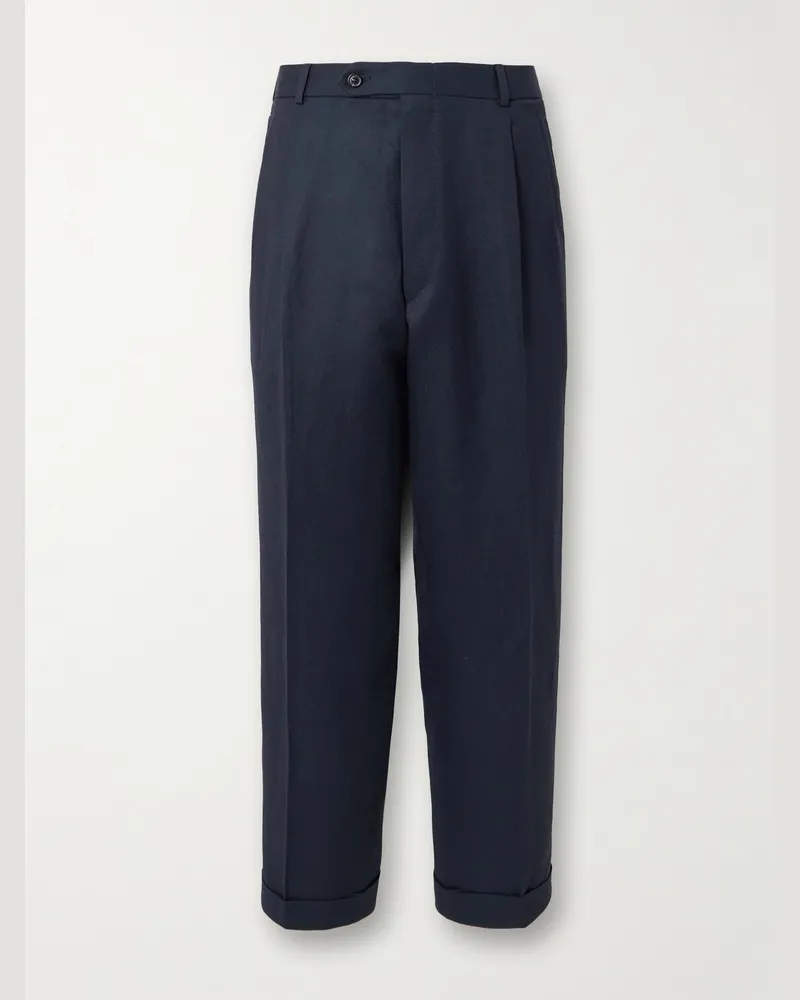 Maison Margiela Gerade geschnittene Hose aus einer Woll-Leinenmischung Blau
