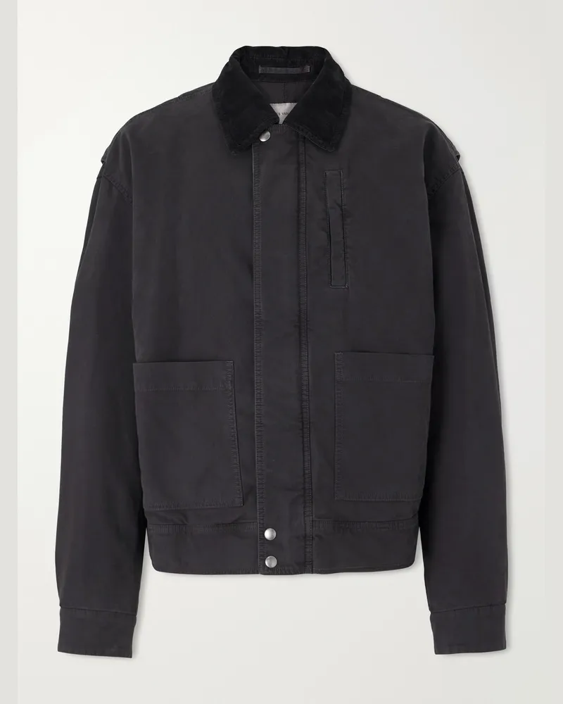 Dries van Noten Corduroy-Trimmed Cotton-Canvas Jacket Gray