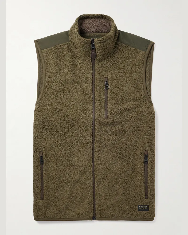 PURDEY Shell-Trimmed Bouclé Gilet Green