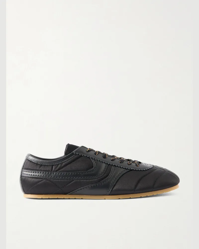 Dries van Noten Leather-Trimmed Quilted Satin Sneakers Black