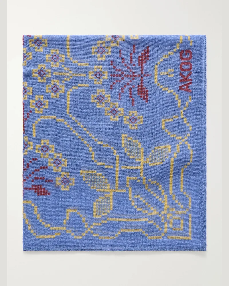 A Kind Of Guise Luz Printed Wool Scarf Blue