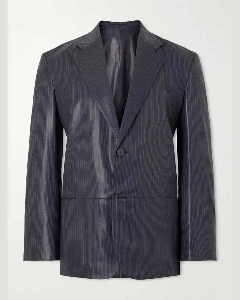 Gucci Coated Stretch-Wool Blazer Blue