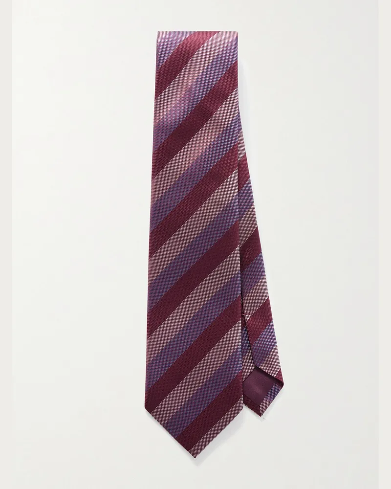 Charvet 8.5cm Striped Silk Tie Burgundy