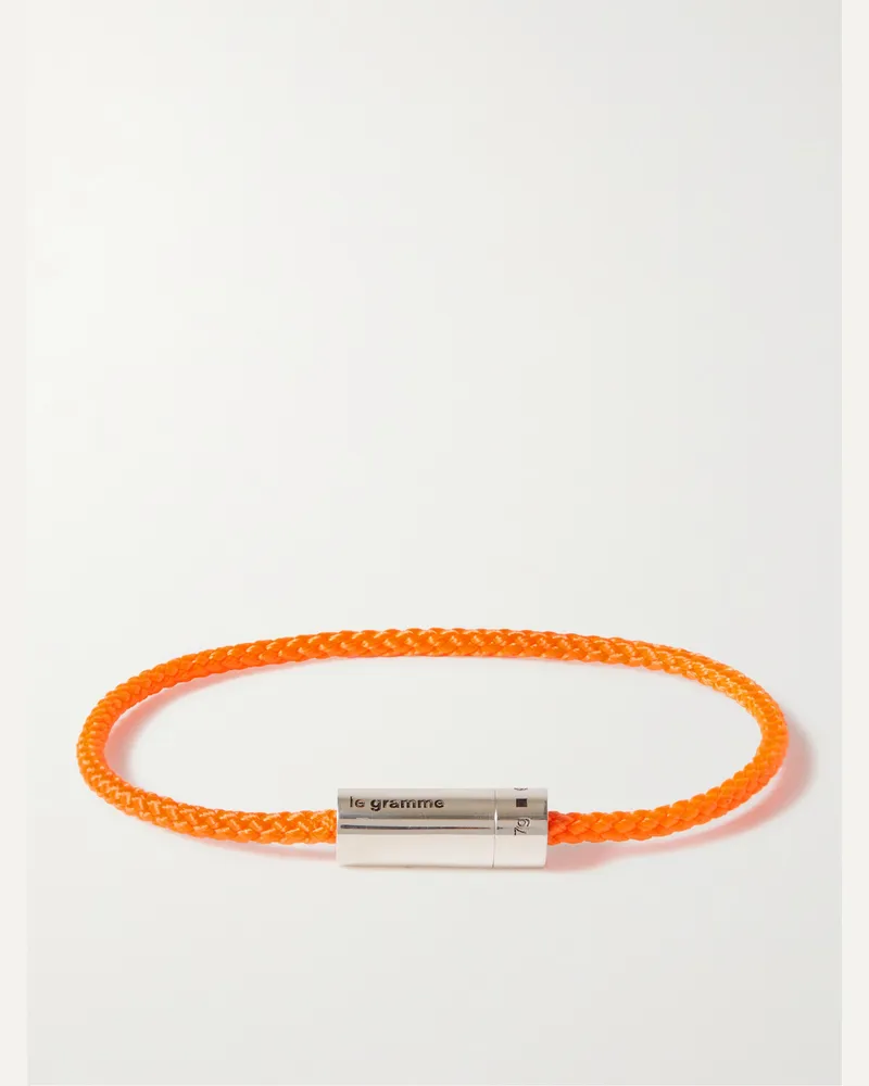 Le Gramme Le 5g geflochtenes Armband aus Kordel und Sterlingsilber Orange