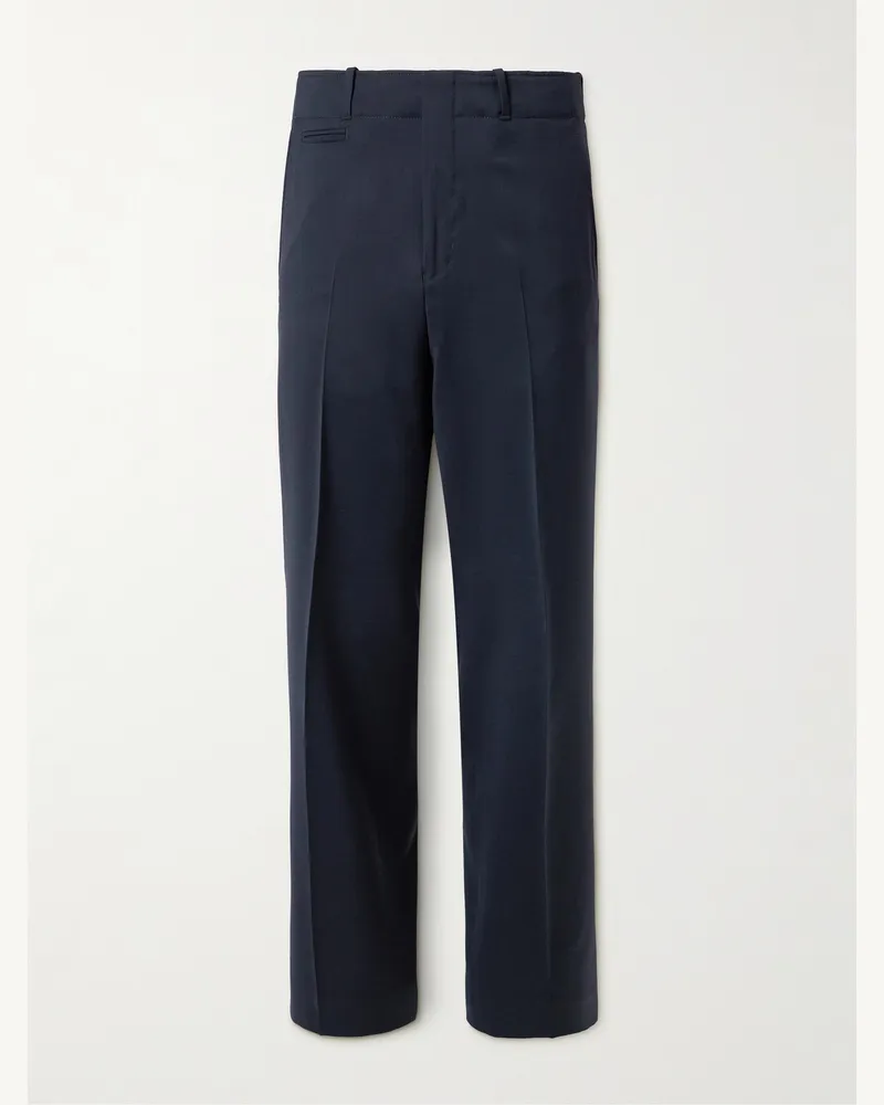 MR P. Edward Straight-Leg Wool Trousers Blue