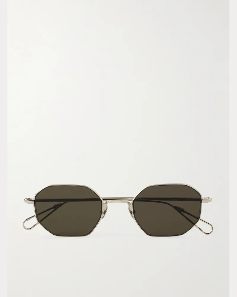AHLEM Trocadero goldfarbene Sonnenbrille mit achteckigem Rahmen Braun