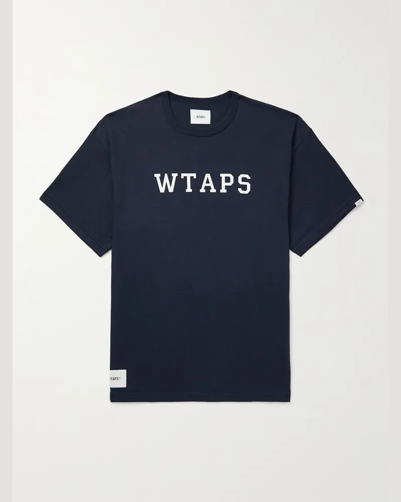 WTAPS Academy 01 T-Shirt aus Jersey aus einer Baumwollmischung mit Logoprint Blau