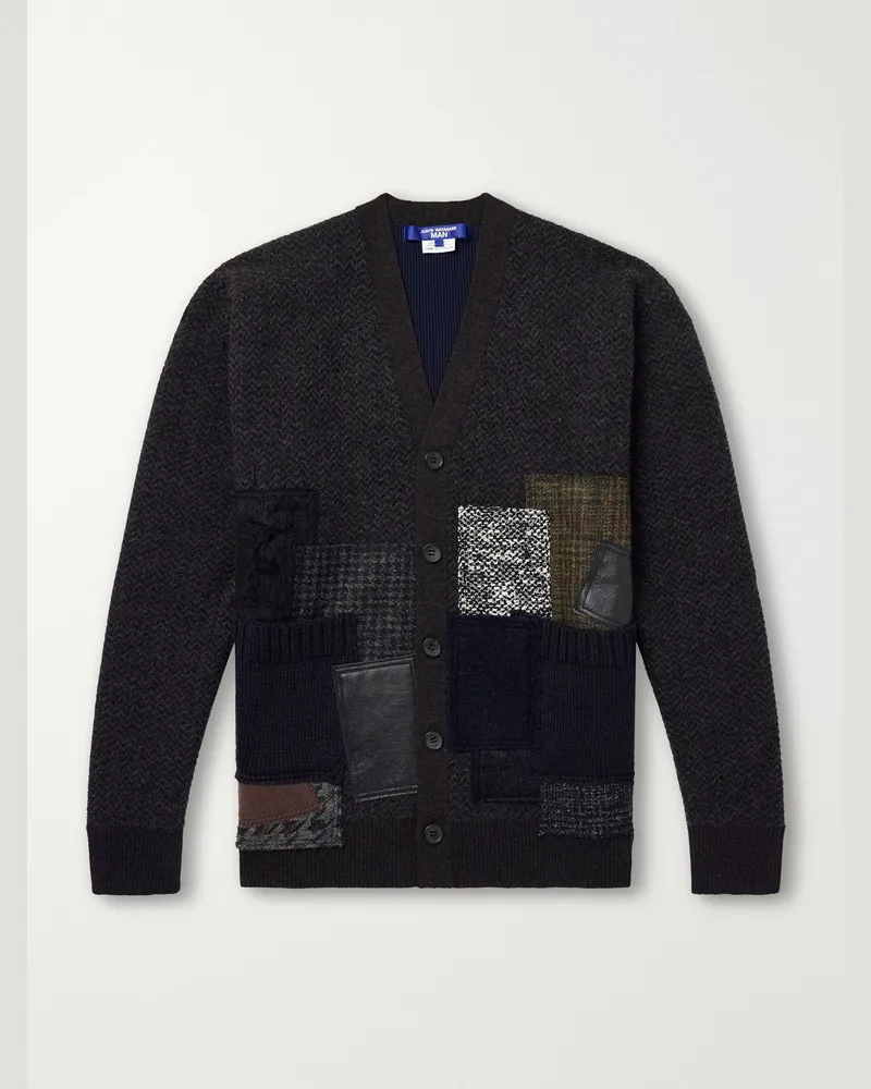 Junya Watanabe Patchwork Wool-Blend Cardigan Blue