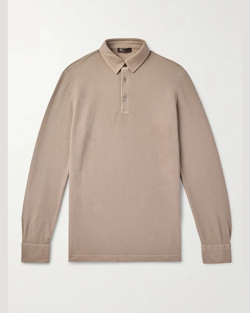 Loro Piana Cotton-Piqué Polo Shirt Neutrals
