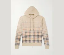Checked Cotton-Jersey Hoodie