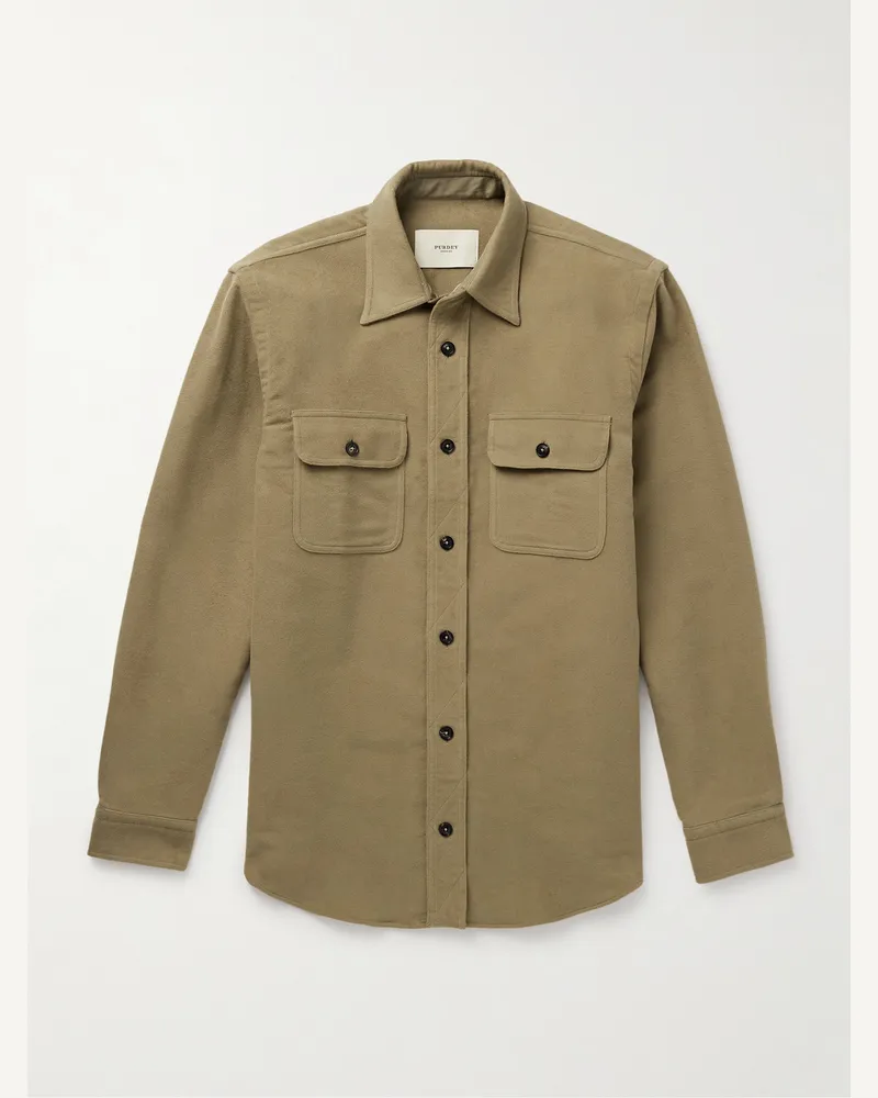 PURDEY Hemdjacke aus Baumwoll-Moleskin Grün