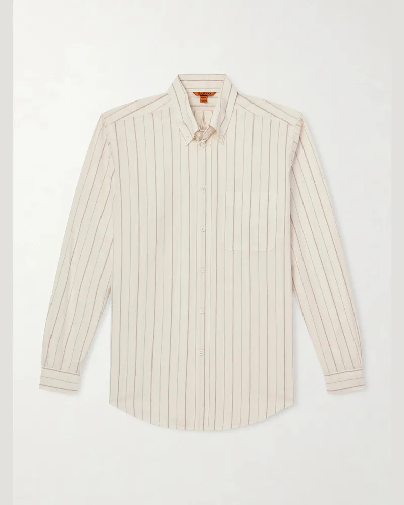 BARENA Camison gestreiftes Hemd aus Baumwollpopeline mit Button-Down-Kragen Neutral