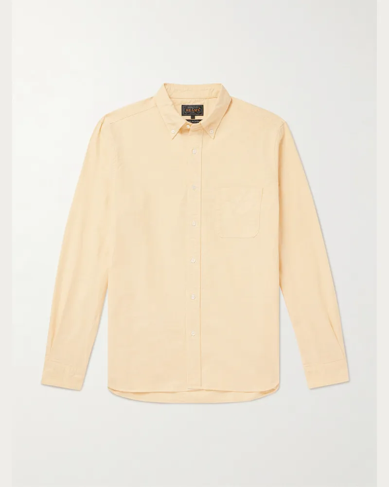 Beams Plus Hemd aus Baumwoll-Oxford mit Button-Down-Kragen Gelb