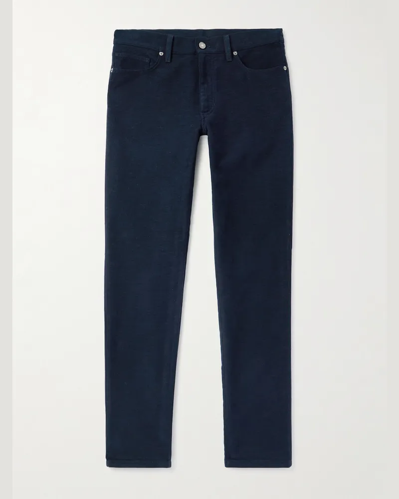 Ermenegildo Zegna City schmal geschnitten und schmaler zulaufende Hose aus einer Baumwoll-Kaschmirmischung Blau
