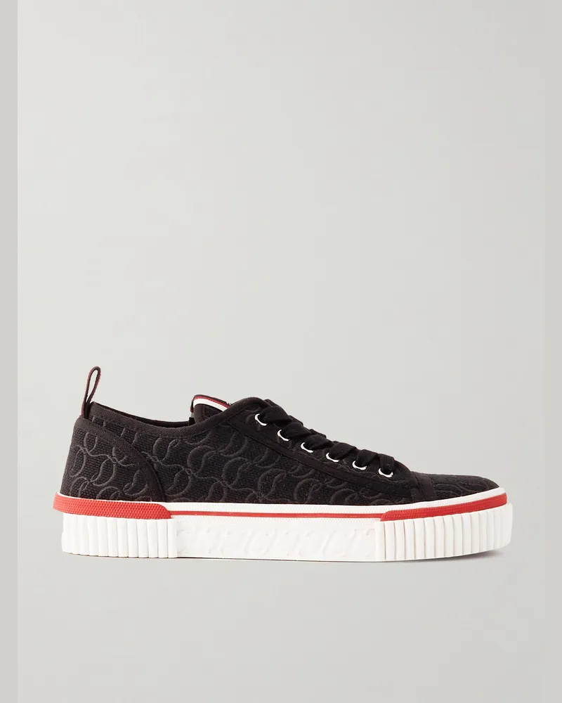 Christian Louboutin Pedro Junior Sneakers aus Canvas mit Jacquard-Logomuster Schwarz