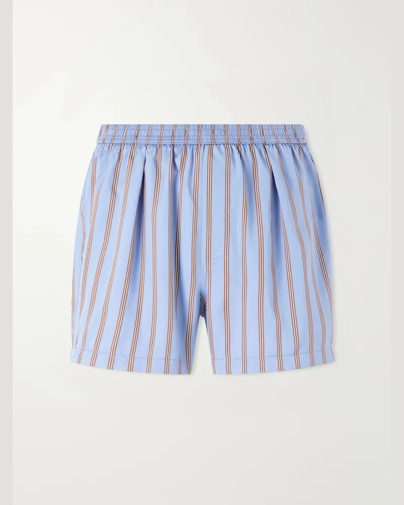 Tom Ford Striped Silk Boxer Blue