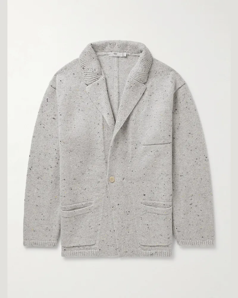 Inis Meáin Unstructured Merino Wool and Cashmere-Blend Cardigan Gray