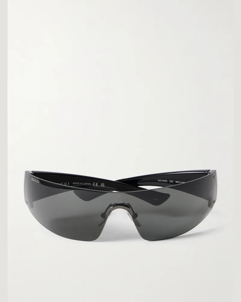 Gucci Sonnenbrille mit durchgehendem Rahmen aus Azetat Schwarz
