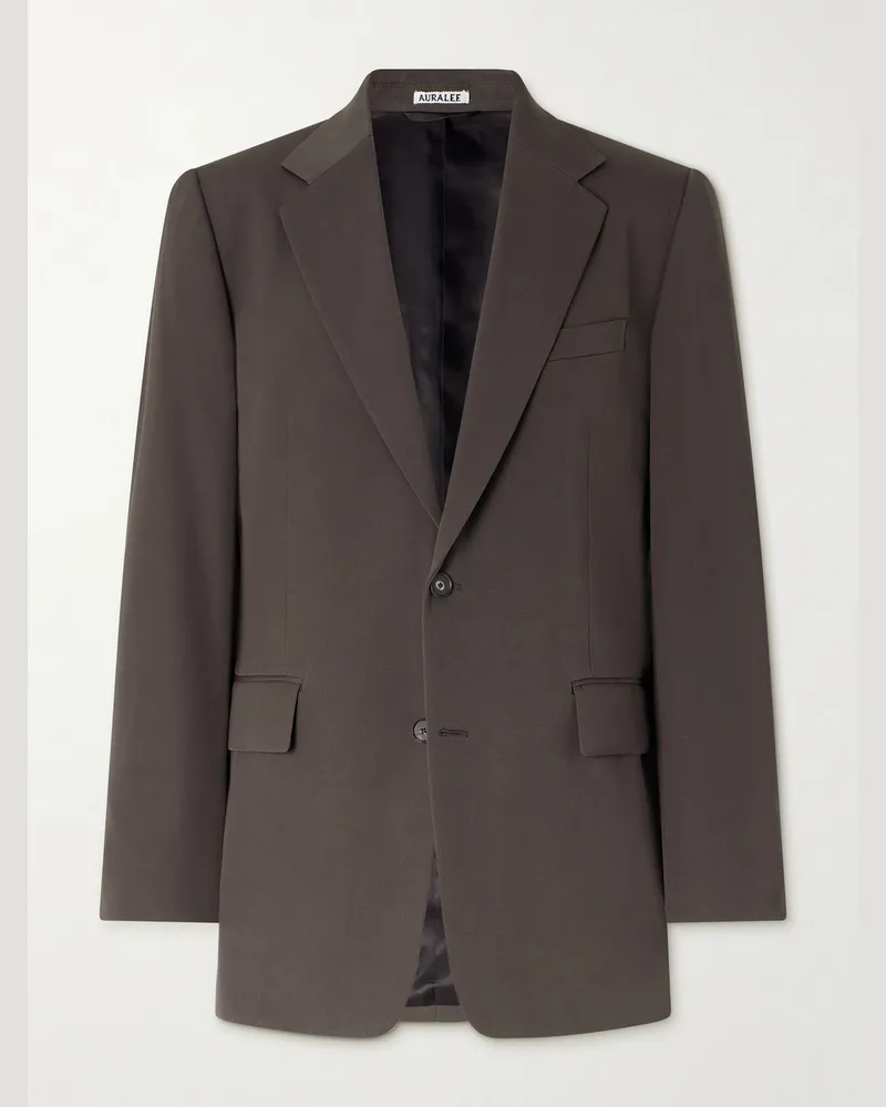 AURALEE Wool-Gabardine Blazer Brown
