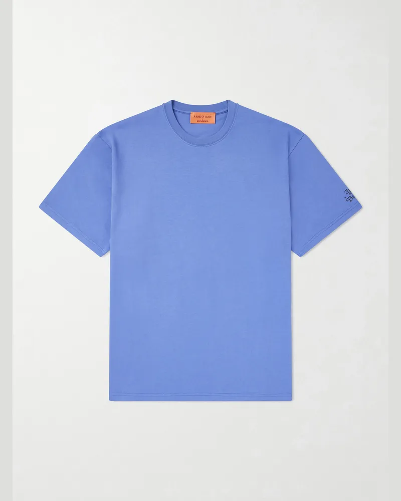 A Kind Of Guise Basso Ciao a Tutti Logo-Print Cotton-Jersey T-Shirt Blue