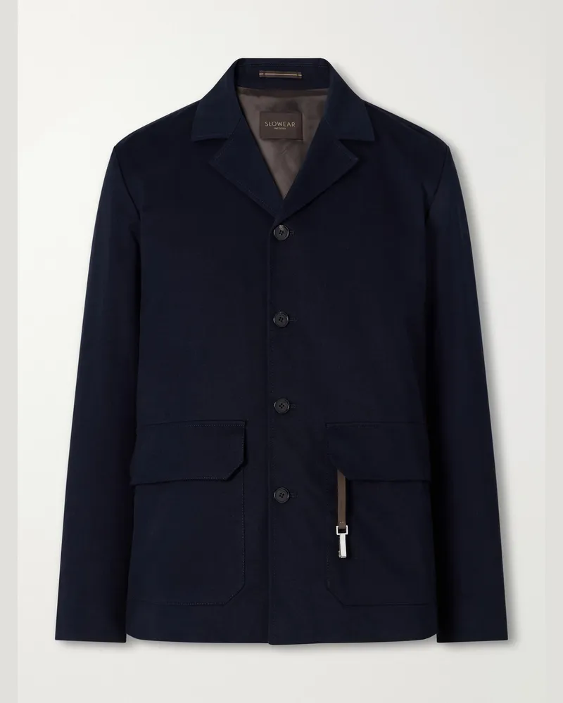 Slowear Cotton and Cashmere-Blend Gabardine Blouson Jacket Blue