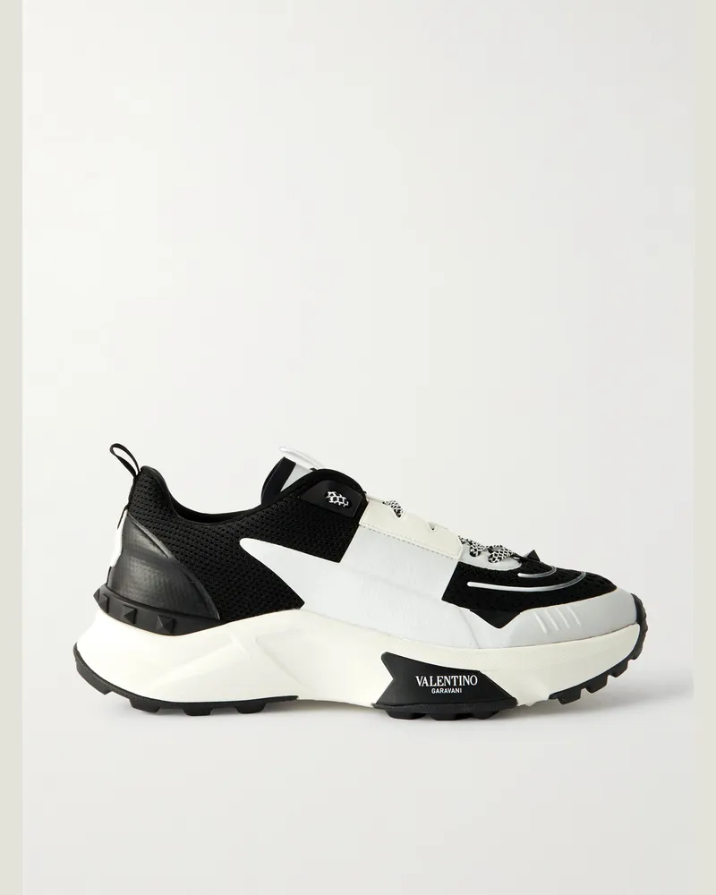Valentino Garavani True Act Sneakers aus Mesh und Gummi mit Lederbesatz Schwarz