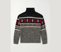 Rollkragenpullover aus Jacquard-Strick aus einer Mischung aus Wolle, Leinen und Baumwolle