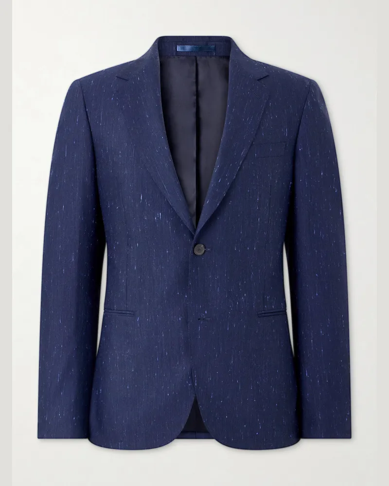 MR P. Wool and Silk-Blend Dupioni Suit Jacket Blue