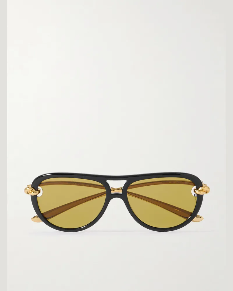 Bottega Veneta Pilotensonnenbrille aus Azetat Schwarz