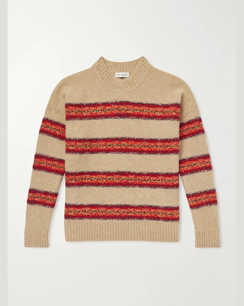 Dries van Noten Master Striped Alpaca-Blend Sweater Neutrals