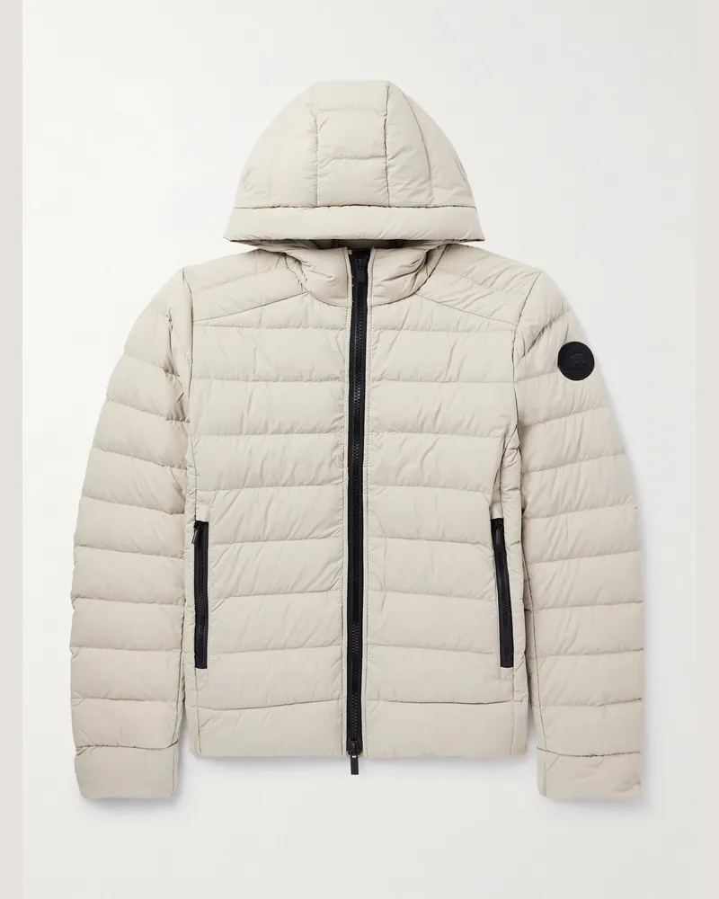 Canada Goose Crofton Daunenjacke aus gestepptem „EnduraLuxe“-Material mit Kapuze und Logoapplikation Grau