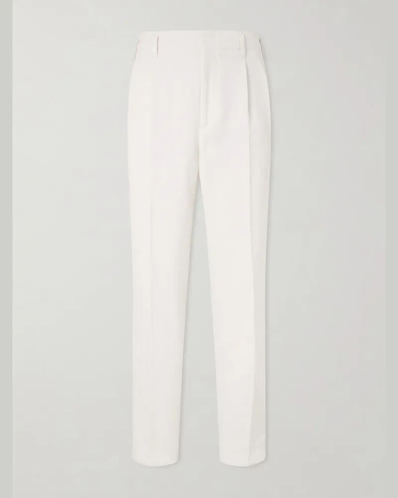 Brunello Cucinelli Cotton and Linen-Blend Trousers White