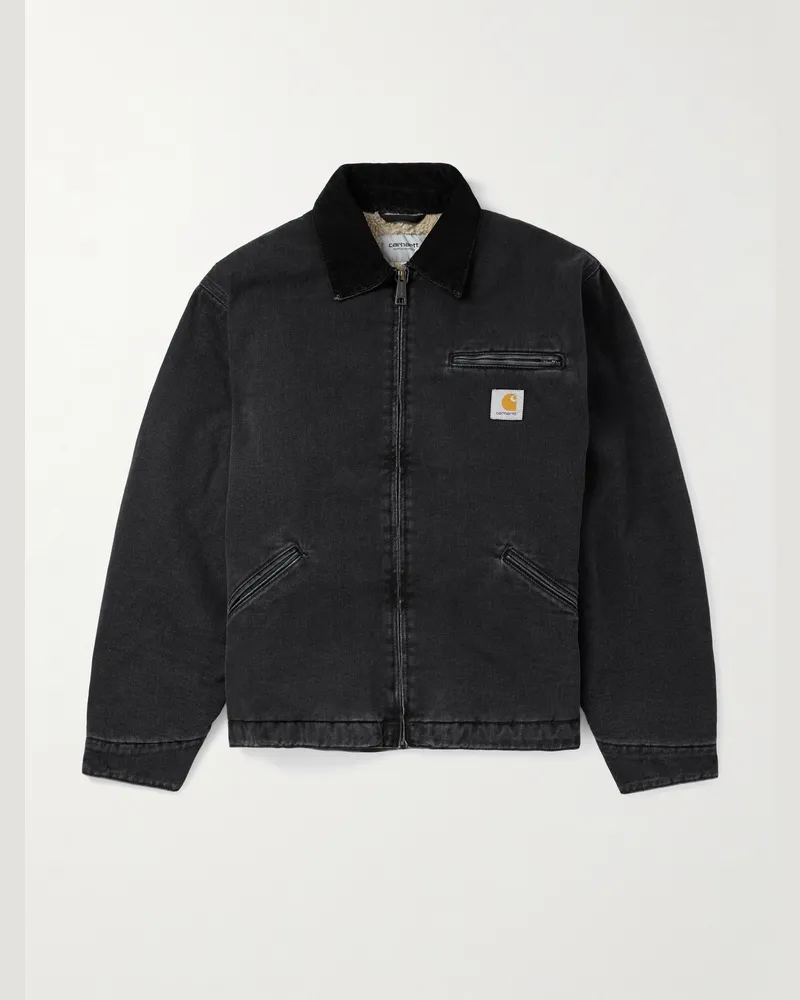 Carhartt WIP Detroit Jacke aus Biobaumwoll-Canvas mit Cordkragen Schwarz