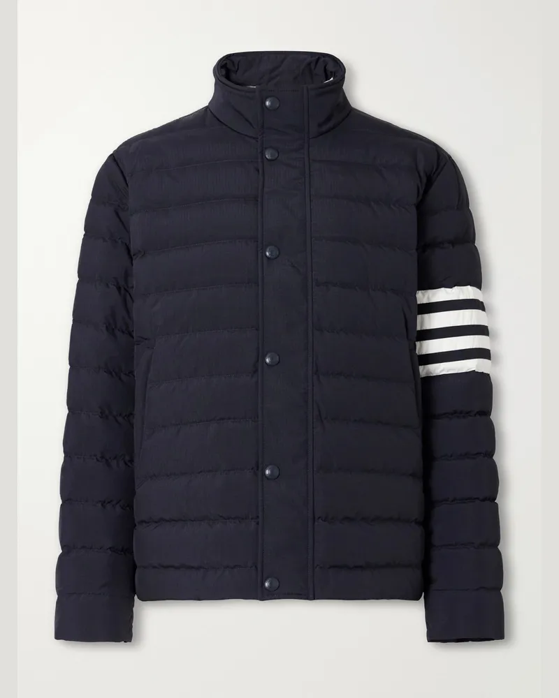 Thom Browne Striped Quilted Ripstop Down Jacket Blue