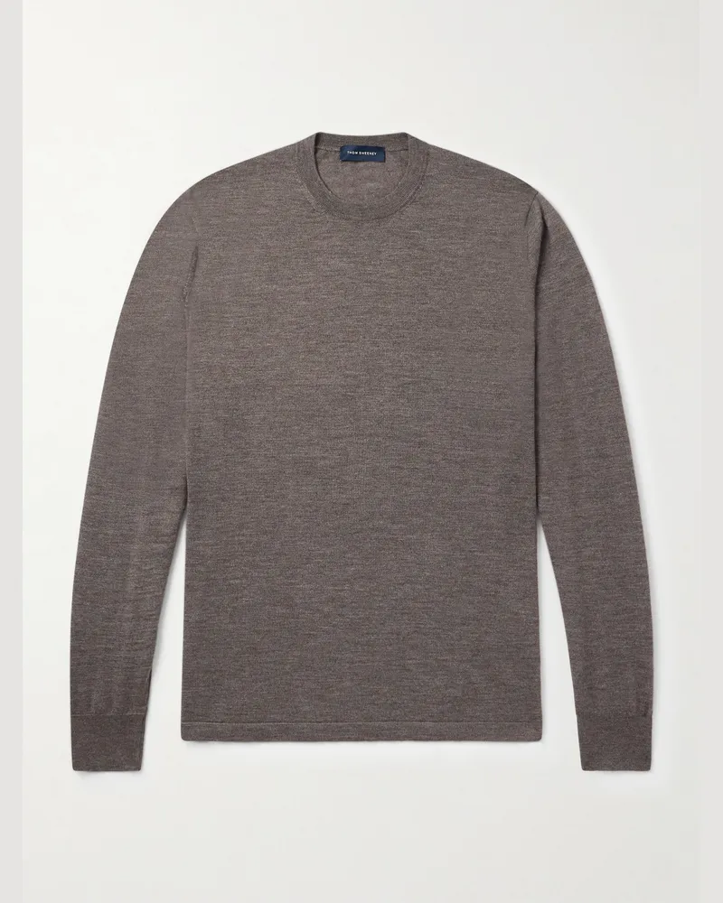Thom Sweeney Cashmere and Silk-Blend Sweater Brown