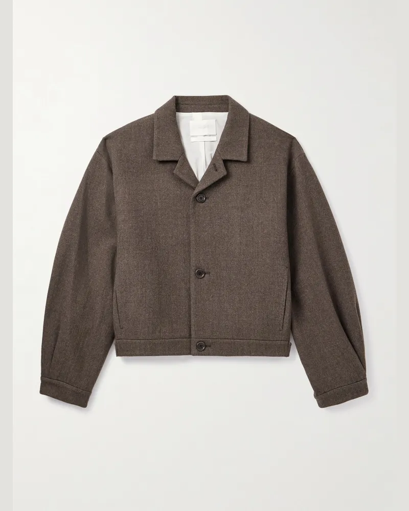 AMOMENTO Cropped Wool-Blend Jacket Brown
