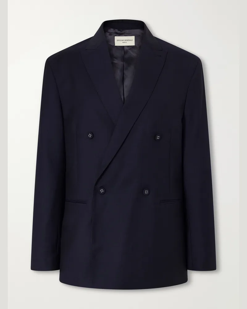 Officine Generale Merrick Wool, Cashmere and Silk-Blend Suit Jacket Blue