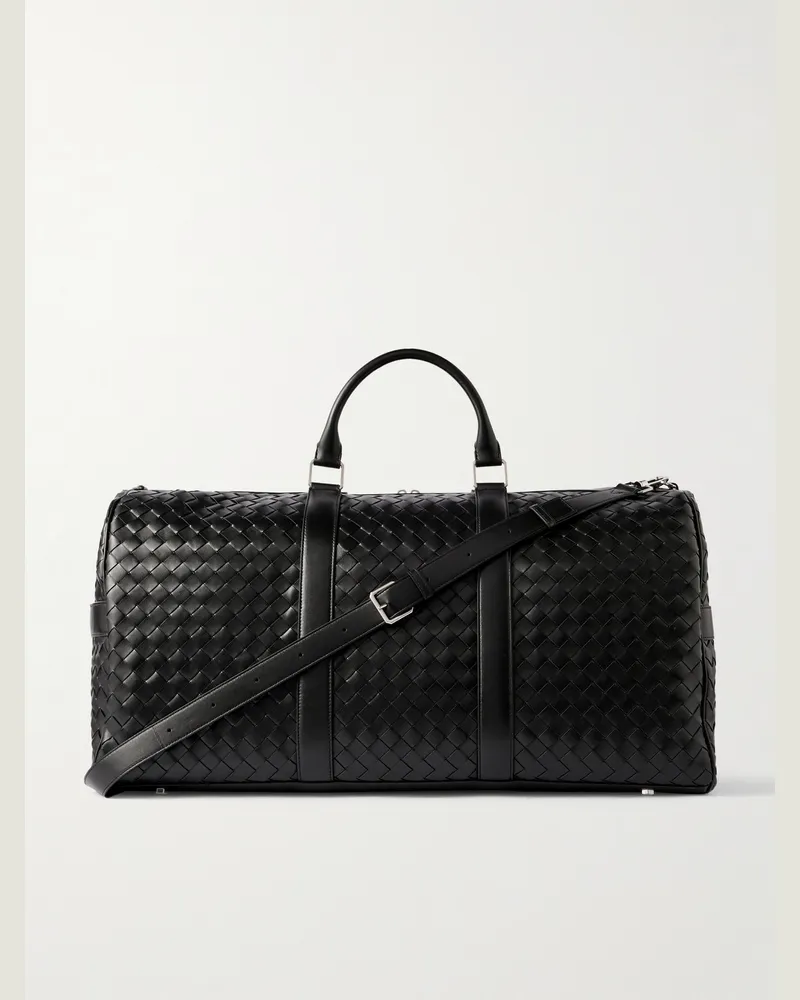Bottega Veneta Intrecciato Leather Duffle Bag Black