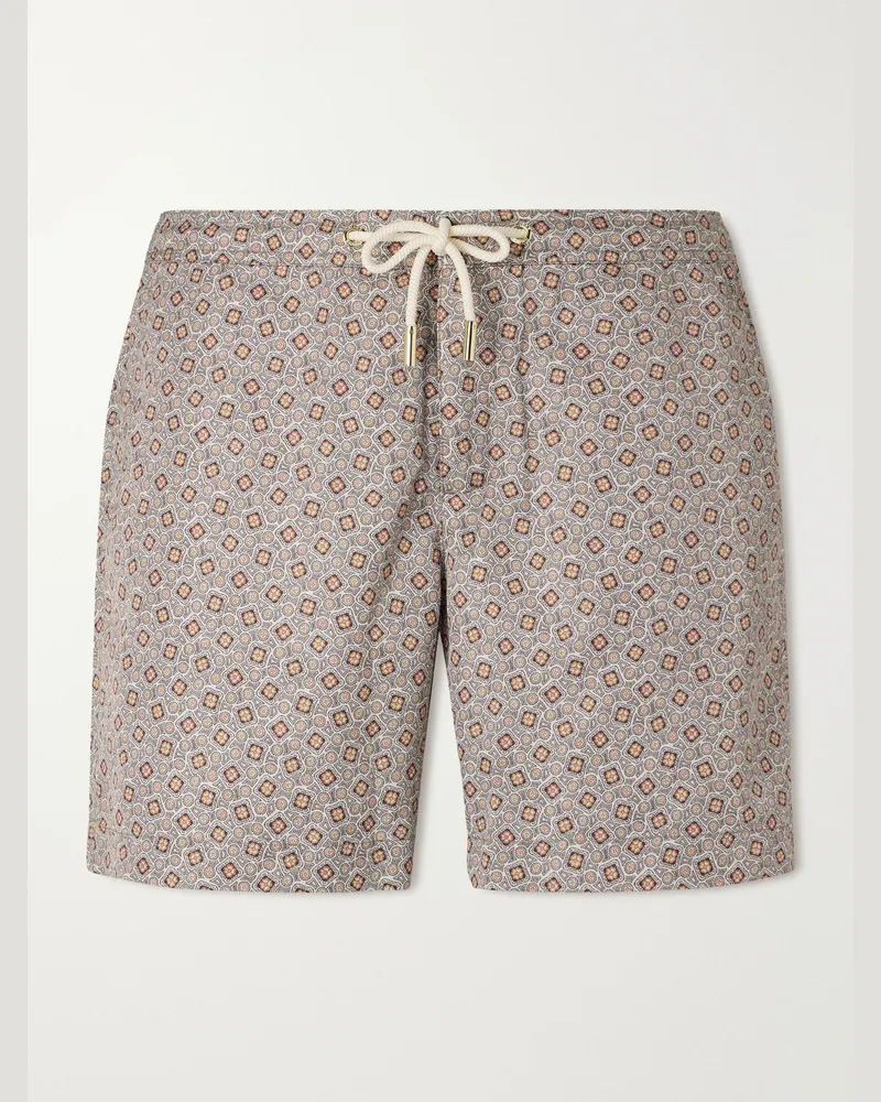 Orlebar Brown Bulldog gerade geschnittene, mittellange Badeshorts aus Seersucker Braun