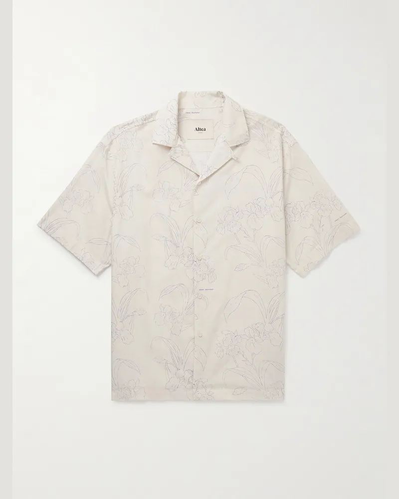Altea Bart schmal geschnittenes Hemd aus Baumwoll-Voile mit wandelbarem Kragen und Blumenprint Neutral