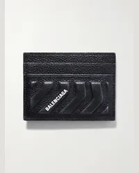 Balenciaga Kartenetui aus vollnarbigem geprägtem Leder mit Logoprint Schwarz