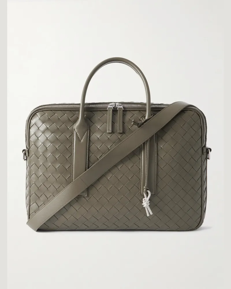Bottega Veneta Aktentasche aus Intrecciato-Leder Grün